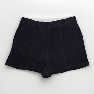 MADEWELL Womens LG Soft Black Lightspun Easy Pull-On Cotton Gauze Shorts Pockets